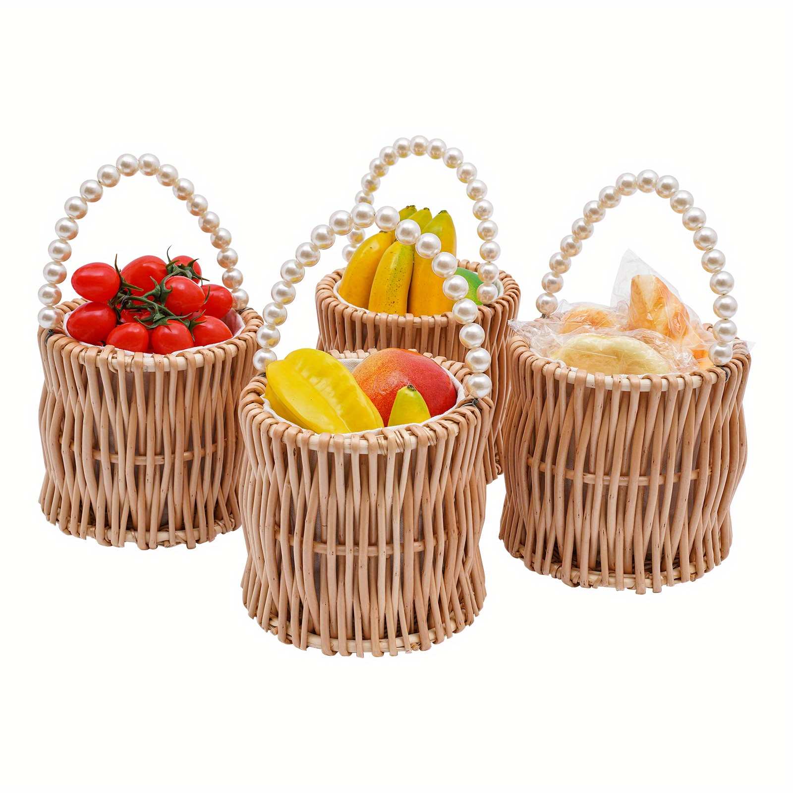 Set De 2 Cestas De Flores En Miniatura Para Casa De Muñecas – Cestas Trenzadas De Bambú Para Decoración