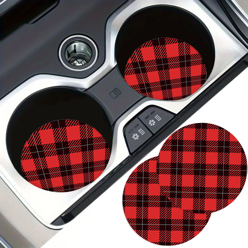 

2pcs & Red Car Coasters - 2.75" Round Leather Cup Mats For Home, Kitchen, Bar - Vehicle Cup Holder Decor, Perfect Christmas Gift