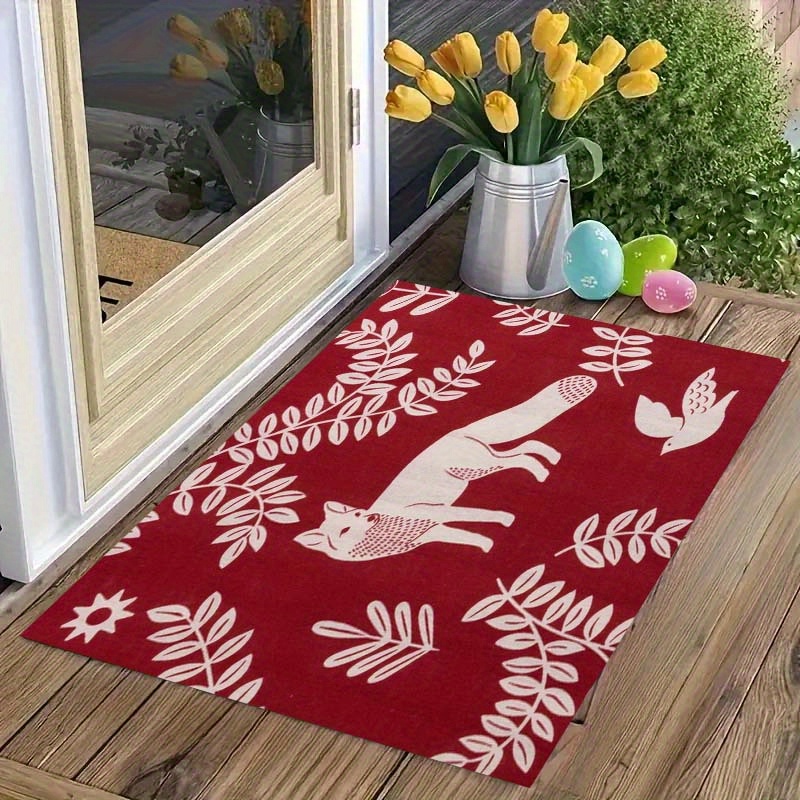 

1pc Fox Pattern Non-slip Door Mat Hallway Kitchen Bathroom Balcony Floor Interior And Exterior Decorative Door Mat