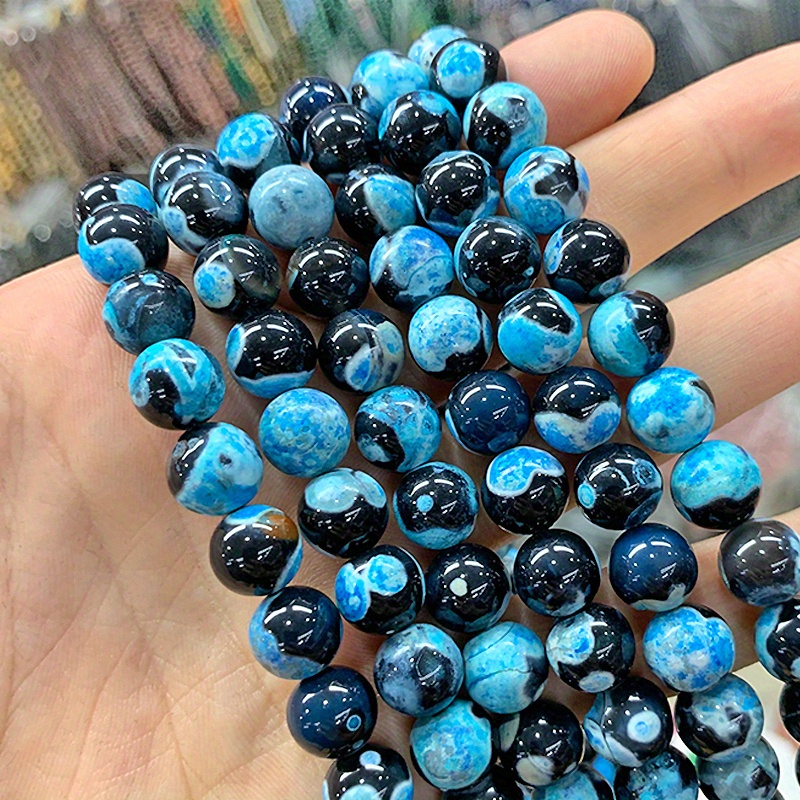 Image of Flame Patterned Agate Natural Stone Decorative Beads For Jewelry Making Bracelets Keychain Crafts 15" Strand 6/8/10mm