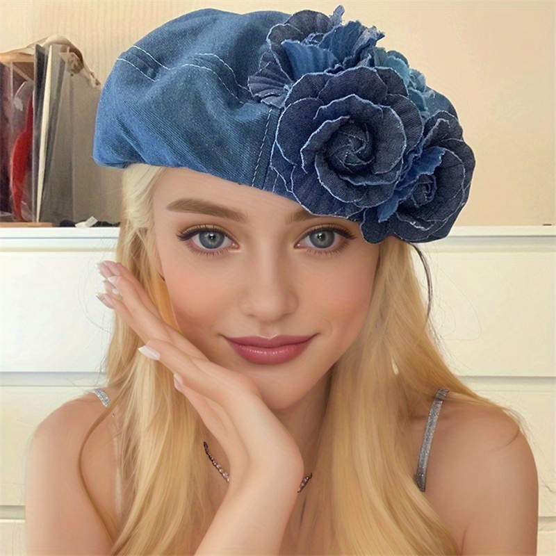 

en Accents Floraux 3D - Casquette de Peintre , Non Extensible, Lavable , Accessoire de , l' & l'Hiver