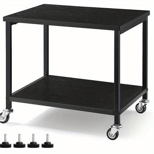 2 tier rolling under desk printer stand with storage shelves durable metal construction space saving design for office or home use fits small printers and scanners with wheels for