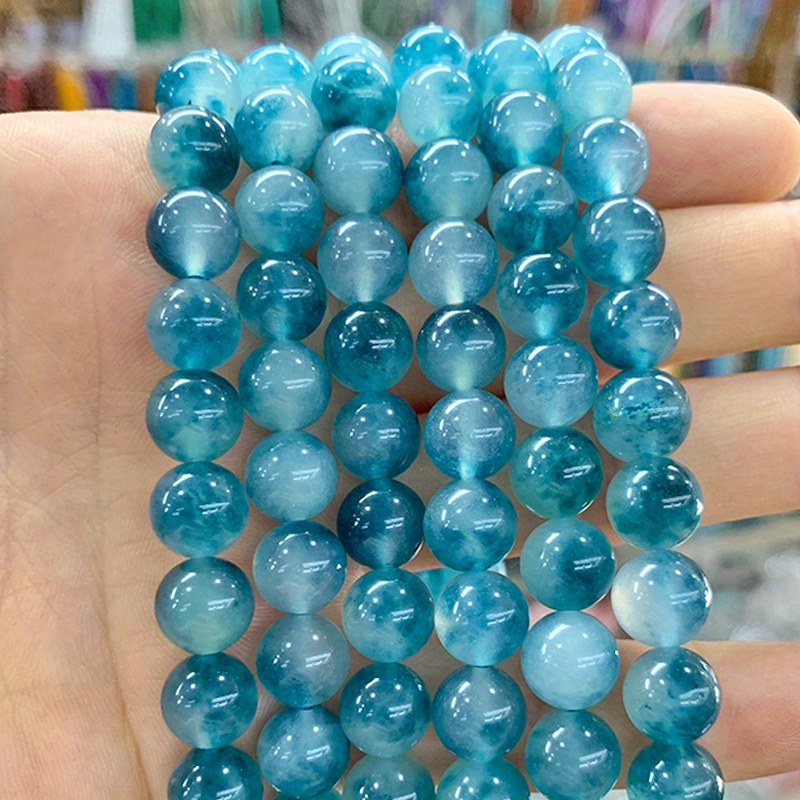 

Artisanal Touch, Elegant Blue Chalcedony Beads For - Smooth Natural Stone, Bracelets, Necklaces & Keychains, 15" Strand In Sizes 6mm/8mm/10mm/12mm, Floating Flower, Anklet