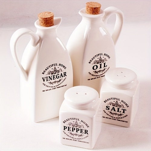 4pcs set vintage ceramic oil vinegar dispenser bottles leak proof ideal for bbq camping picnics kitchen essentials details 1