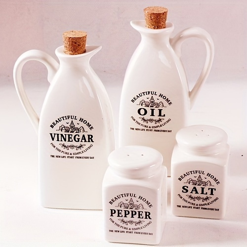 4pcs set vintage ceramic oil vinegar dispenser bottles leak proof ideal for bbq camping picnics kitchen essentials details 2