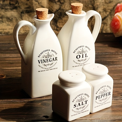 4pcs set vintage ceramic oil vinegar dispenser bottles leak proof ideal for bbq camping picnics kitchen essentials details 6