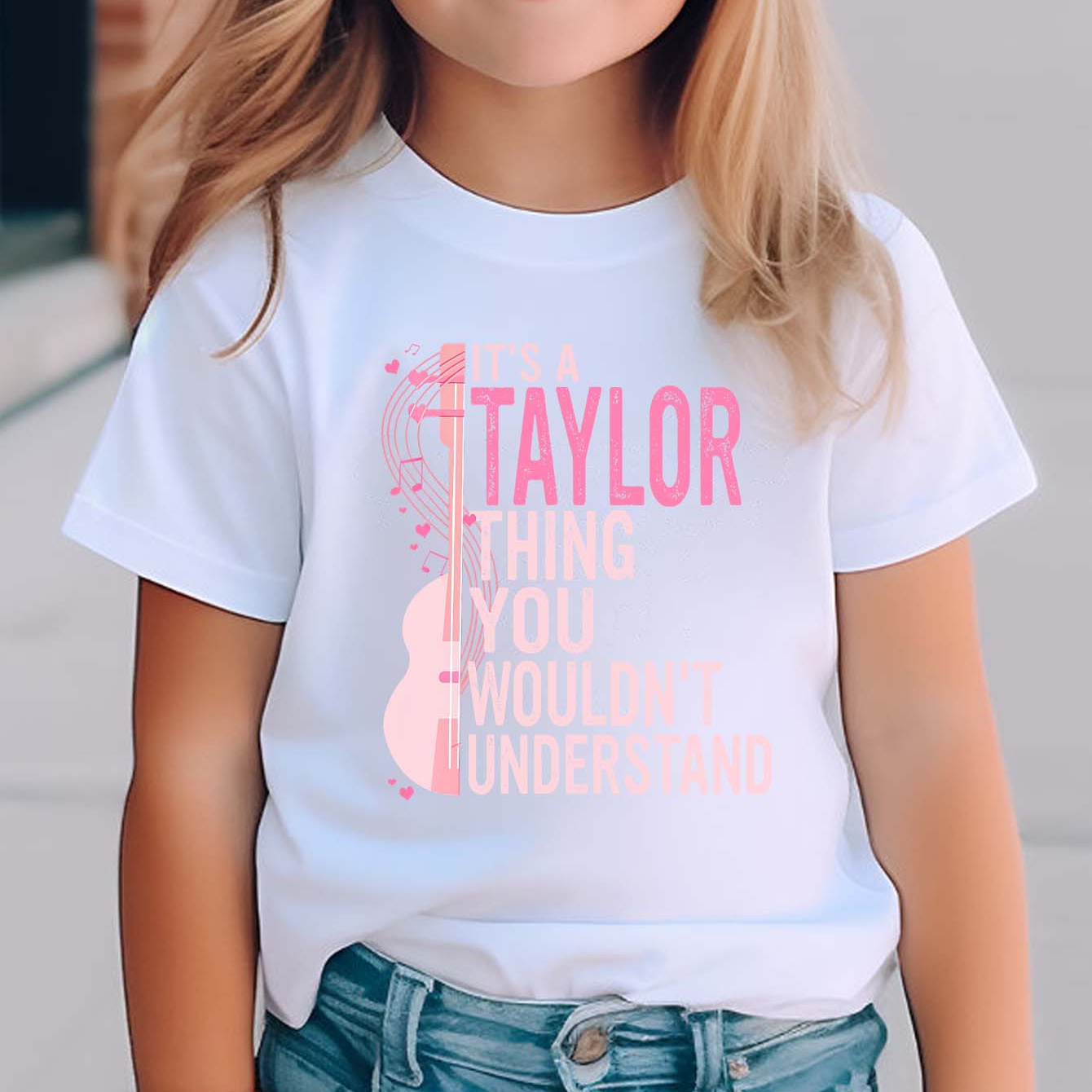 

Girls' Taylor-inspired Cotton T-shirt With Unique Letter Print - Comfy Short Sleeve Crew Neck Top For Summer Fun, Machine Washable