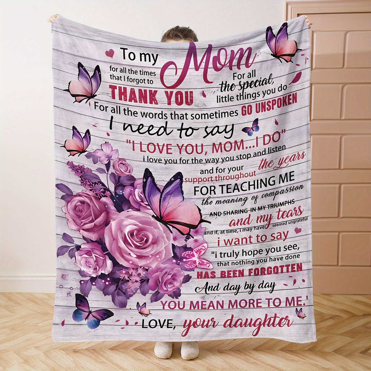 

Soft & Cozy Flannel Throw Blanket For Mom - Perfect Gift With Message, Ideal For Bed, Sofa, Office, Or Camping