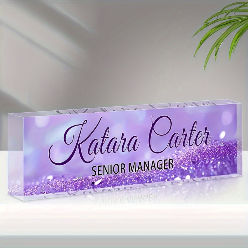 

1pc Custom Acrylic Desk Name Plate - Uncharged, Durable Office Nameplate With Smooth Edges For Senior Managers, Teachers - Versatile Desktop Sign Display