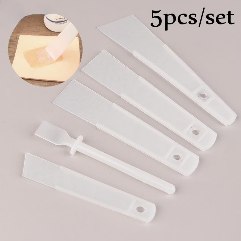 

5pcs/Set Grattoir en cuir Planche à gommer Outils en cuir faits à la main bricolage, Accessoires en cuir de collage pratique en PP plastique