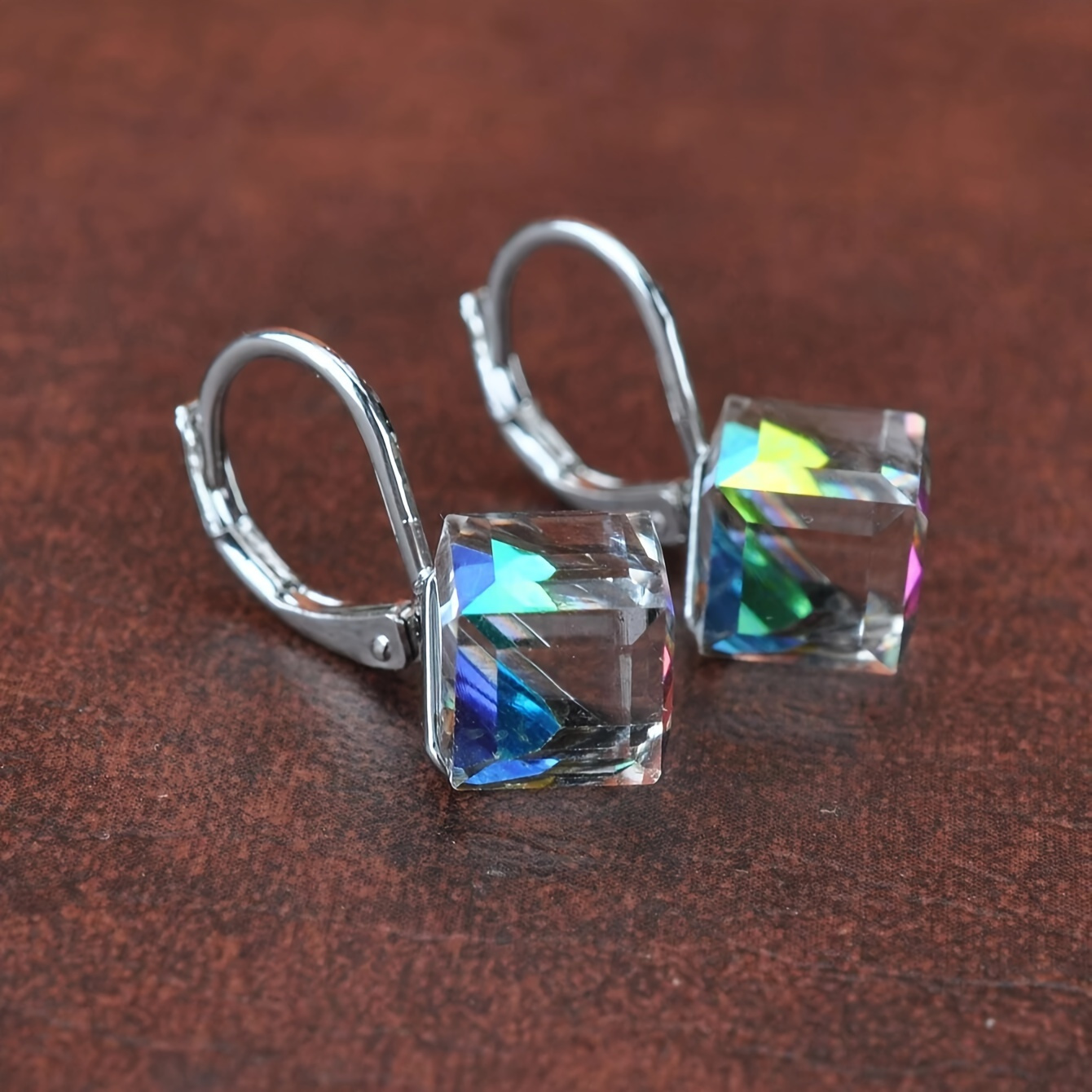 TEMU Magic Artificial Crystal Hoop Earrings - Vibrant Colorful Design, Artificial Crystal, Elegant , Party-perfect, Female-friendly, Durable,