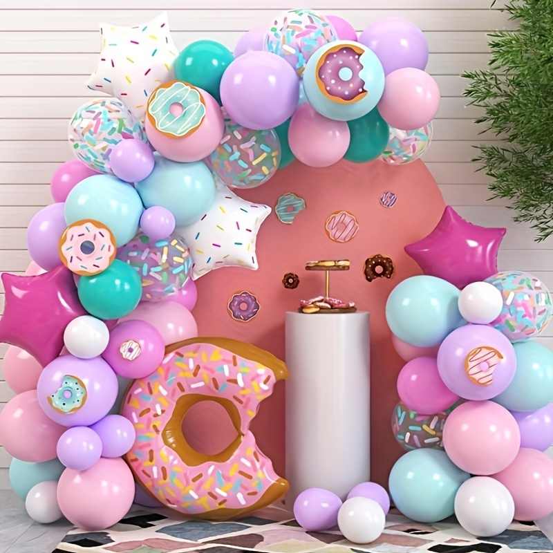 

119pcs Donut Party Balloon Arch Kit - Aluminum Film & Emulsion Balloons For Birthdays, Weddings, Bridal Showers, Anniversaries, Baptism - Includes Donut & Star Shapes, Suitable For 14+ Years