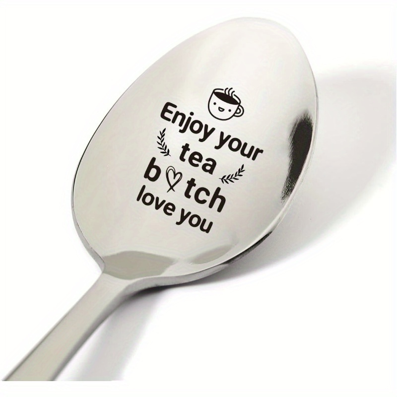 

3pcsenjoy Tea, Teaspoon Engraved With Stainless Steel Gift, Teaser Gift Creative Teaspoon Gift Women Bff Birthday Christmas, 7.5 Inch Eid Al-fitr Happy