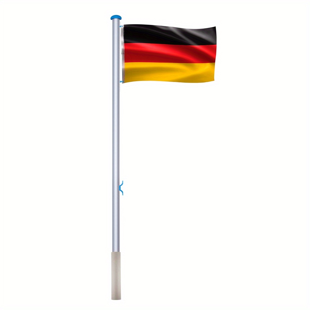 

Height-adjustable Aluminium Flagpole, Weather-resistant Flag Pole With Germany Flag, Cable Pull And Stable Ground Sleeve For Outdoor Use In Concrete (total Height 650 Cm)