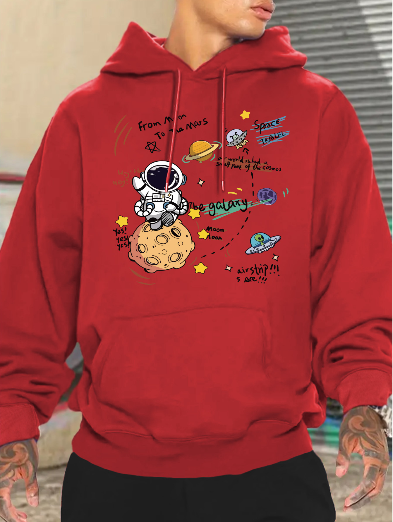 mond mars hoodie: herren lässiger langarm pullover Temu Germany
