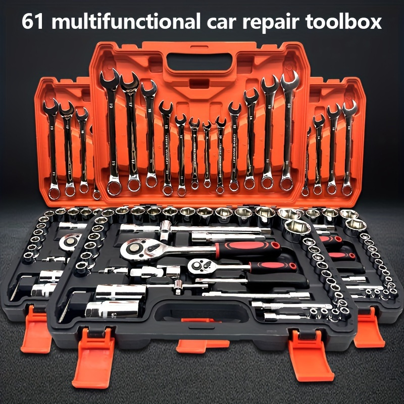 

61pcs Mechanical Steel Manual - Including , , Kit For Automotive And Mechanical , Non Battery Uncharged