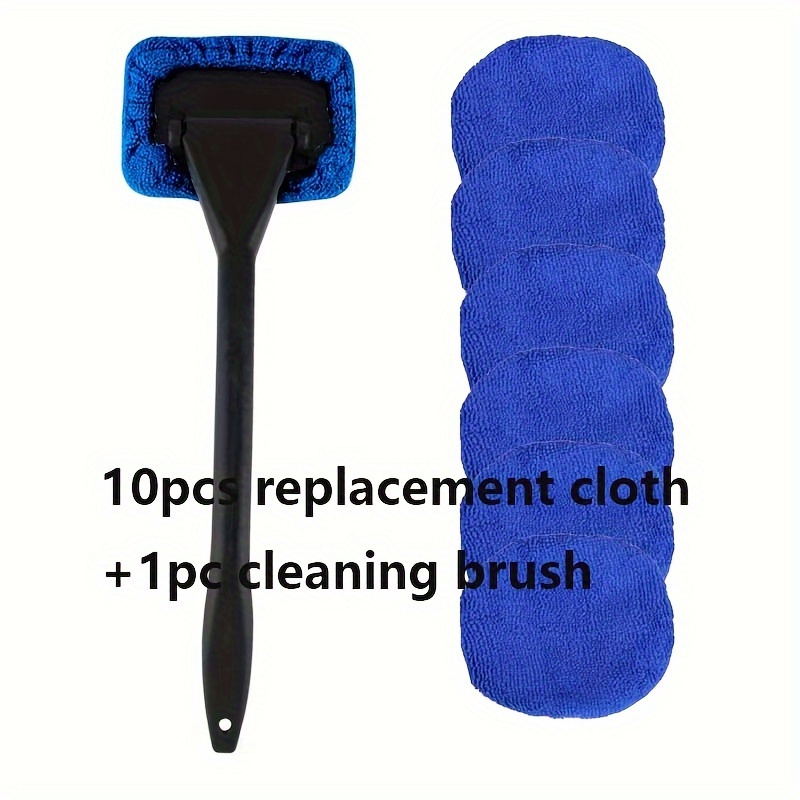 

Car Windshield Window Cleaning Brush, With 10pcs Reusable Pads - For Internal, External, Household Glass And Wash Brush Universal Cleaning Tool