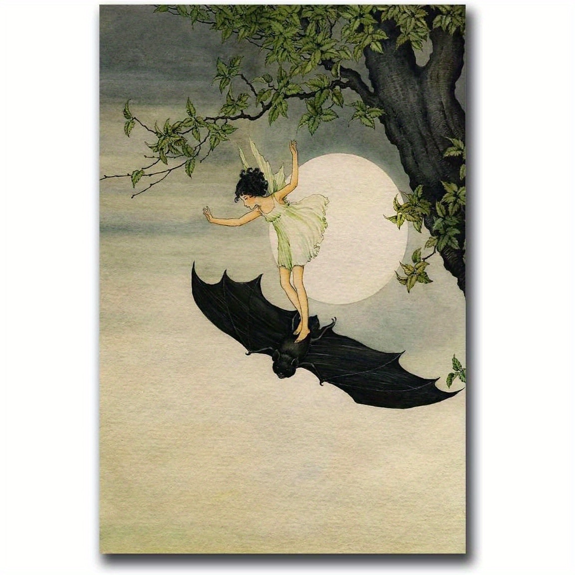 

Canvas Painting Prints A Bat Antique By Ida Rentoul Cute Vintage Bat Wall Decor Bedroom Kitchen Bar Dining Room Office Home Wall Decoration 16x24inch Without Frame