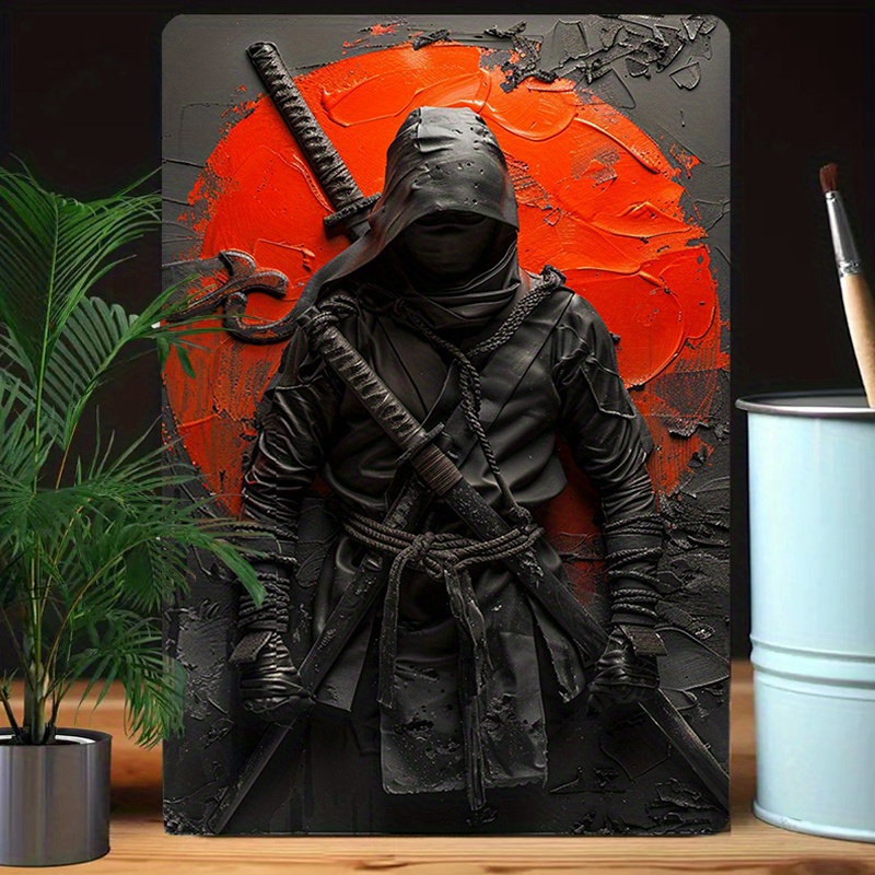 

1pc Vintage Ninja Wall Sculpture - 100% Aluminum, 3d Design, Wall Mounted Art 8x12 Inch - Ideal For Home & Garden Decor, Resistant To Moisture & Deformation - Unique Gift For Art Enthusiasts