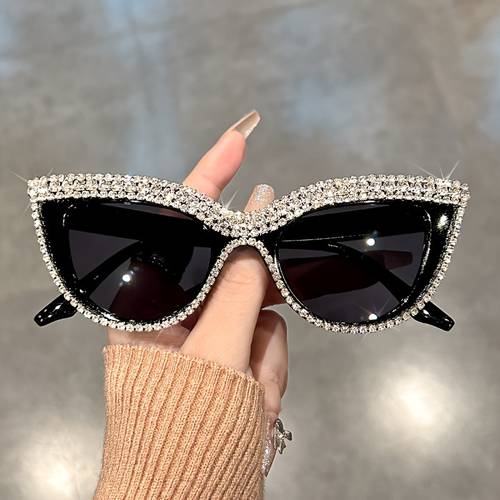 womens cat glasses with lenses sparkling composite frame decorative eyewear for prom costume parties special occasions case prom accessories durable eyewear