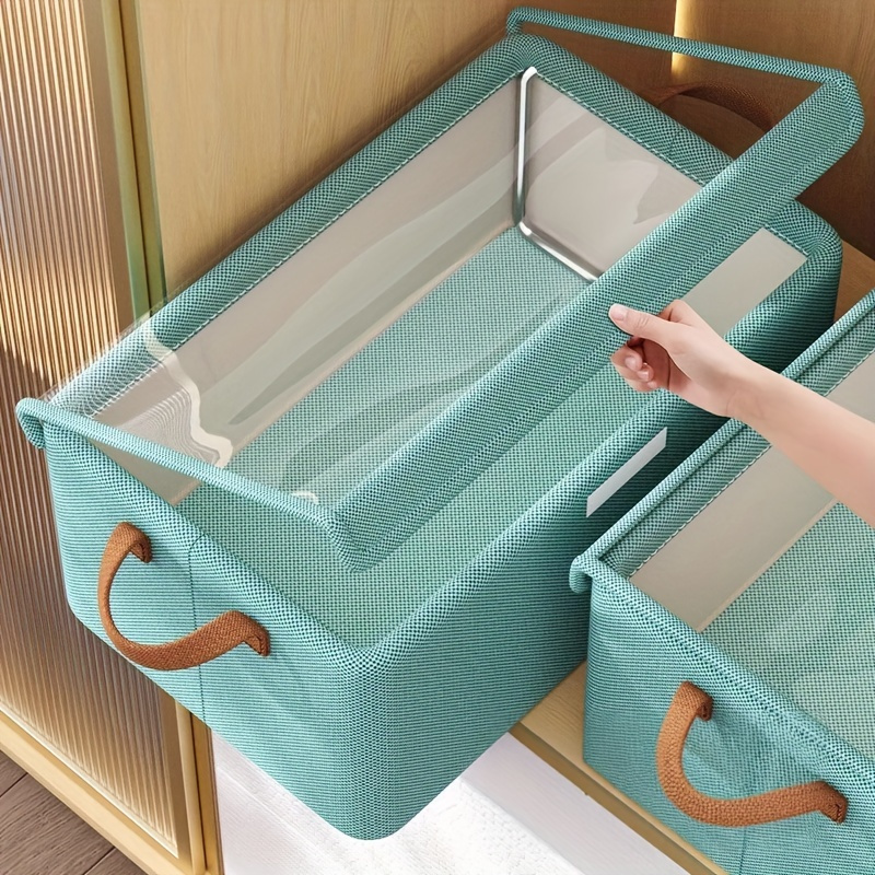 foldable fabric storage box with   lid breathable durable non woven organizer for clothes underwear pants multi purpose rectangular wardrobe basket under bed storage