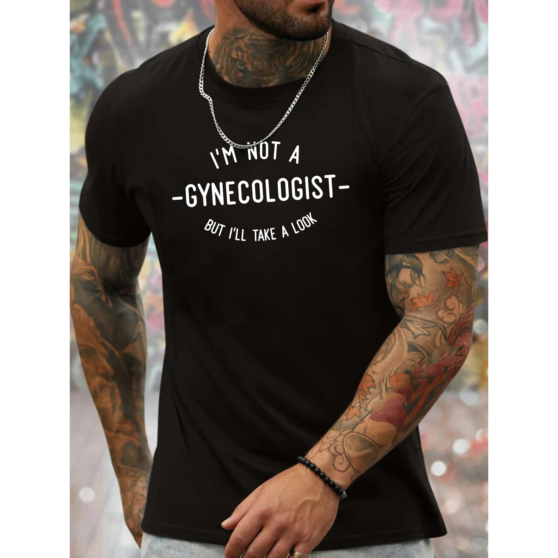 

not A Gynecologist, But " Print, Men's Casual Round Crew Neck Short Sleeve Tee, Summer