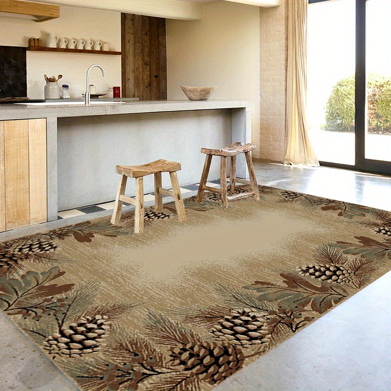 

Bohemian Tribal Patterned Area Rug With Borders - Large Non-slip Polyester Floor Mat, Surface, 800g/m² With Backing, 6mm Thickness, For Living Room, Entrance, Bedroom - Easy Clean, Stain-resistant