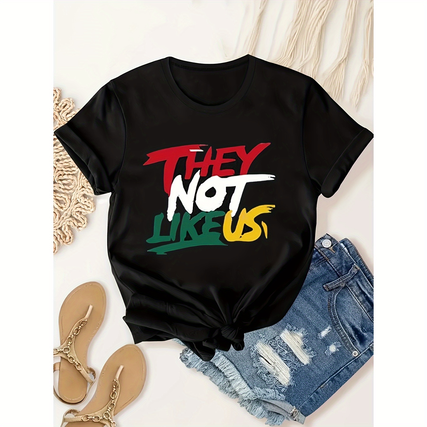 

Women's Loose Short Sleeve Crew Neck T-shirt, They Not Like Us Shirt, 100% Cotton Crew Neck Short Sleeve Summer Loose Tops, Comfortable Plus Size Women's Clothing