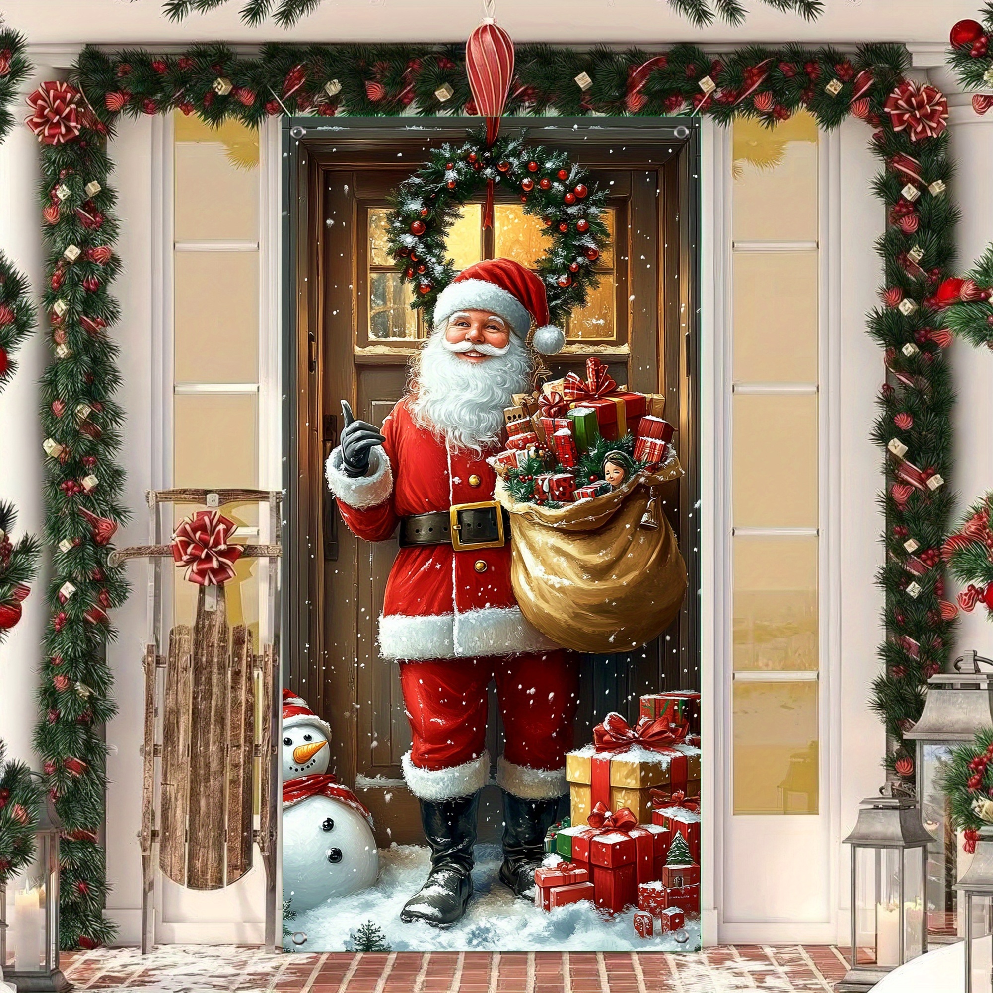 

Gift-themed Christmas Door Banner - 35.4" X " Polyester Holiday Decoration, Winter Parties & Home , Christmas Decor