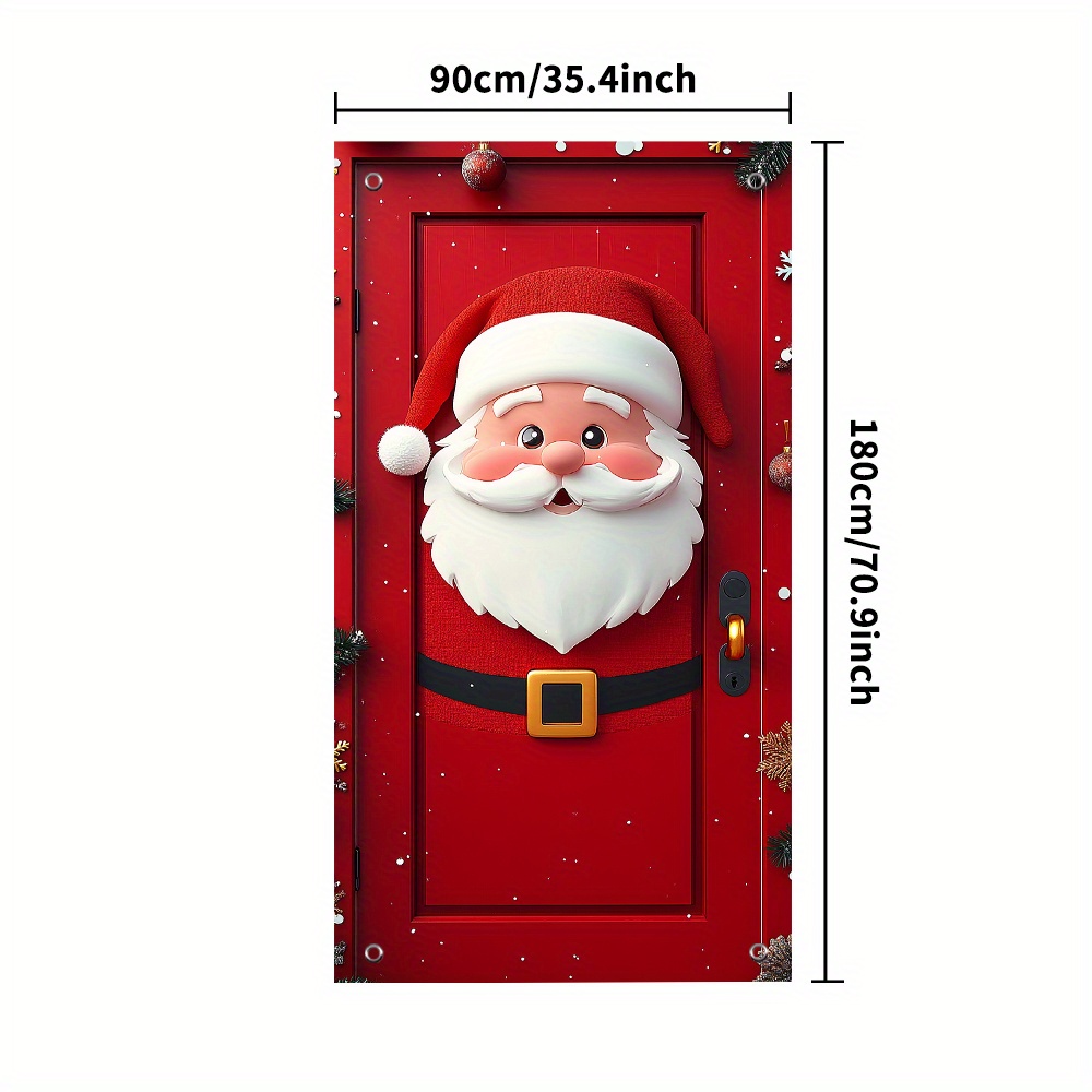 TEMU 2d Door Banner 1pc Santa Claus Door Cover Banner, Polyester Christmas Decoration, 35.4