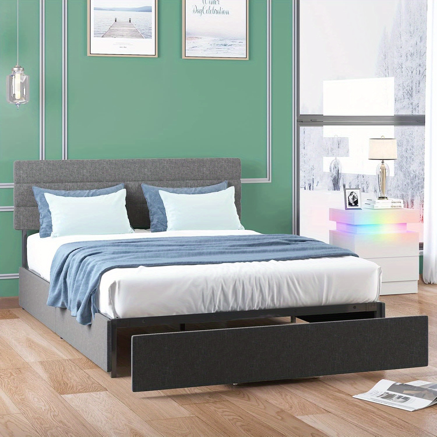 full size bed frame drawers   spring needed bed frame - Temu