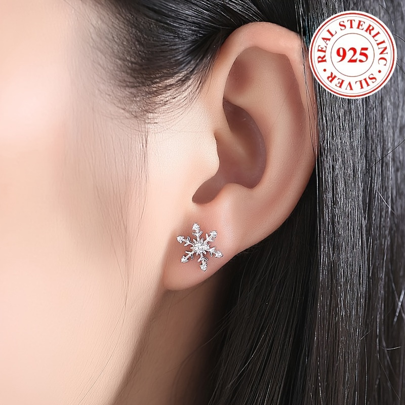 

Elegant Style 925 Sterling Silver Stud Earrings, Hypoallergenic With Zirconia Accents, Luxury Gift For And , Christmas Gift, Full Of