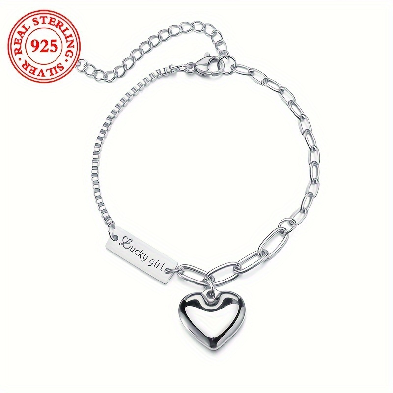 

925 Sterling Silver Anklet, Sexy And Lovely Heart-shaped Pendant, Lucky Tag, Elegant Gift For Ladies, Exquisite Gift For Women