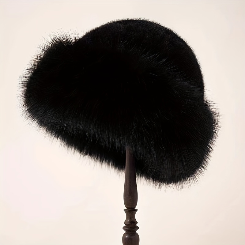 

Women's Luxurious Faux Fur Hat, Large Size With Thick Faux Fox Fur Trim, Warm Ear Protection, Versatile Winter Accessory, Elegant Piece For Festivals