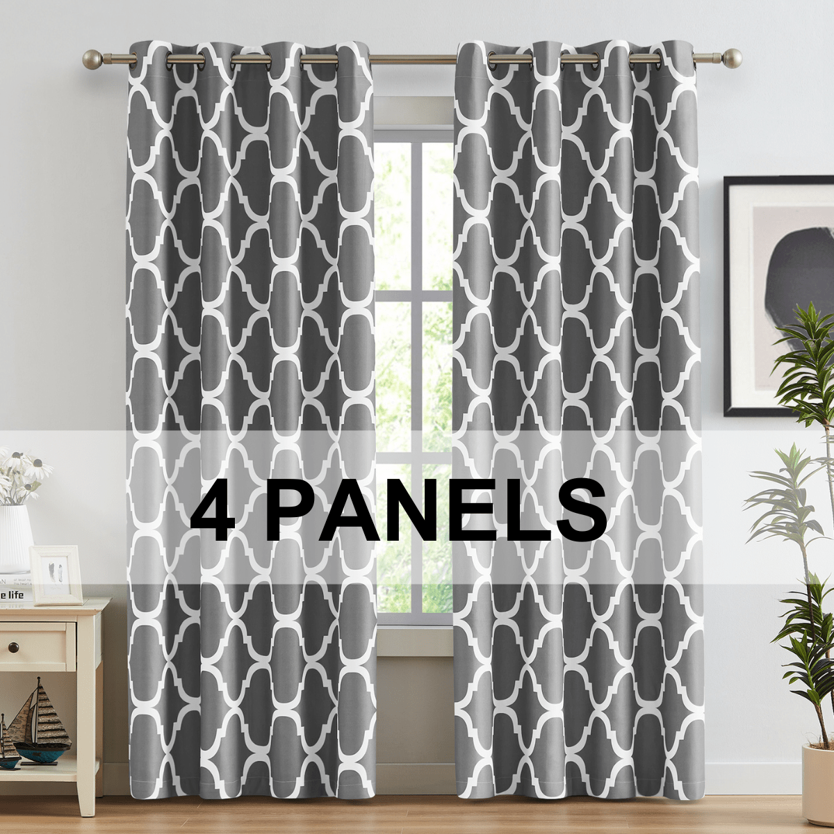 

4-piece Moroccan Patterned Curtains - Thermal Insulated, Blackout & Grommet For Bedroom, Dining & Living Rooms