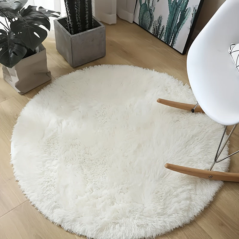 fluffy round area rug stain resistant non slip polyester mat for living room bedroom indoor decor machine made     christmas halloween easter more details 2