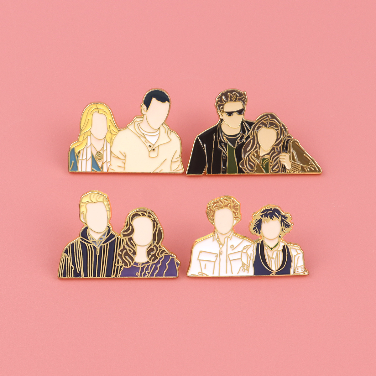 TEMU Set Of 4 Movie-themed Enamel Pins For Men, Brooches, Badges, Metal Collar Pins, Jewelry Gifts