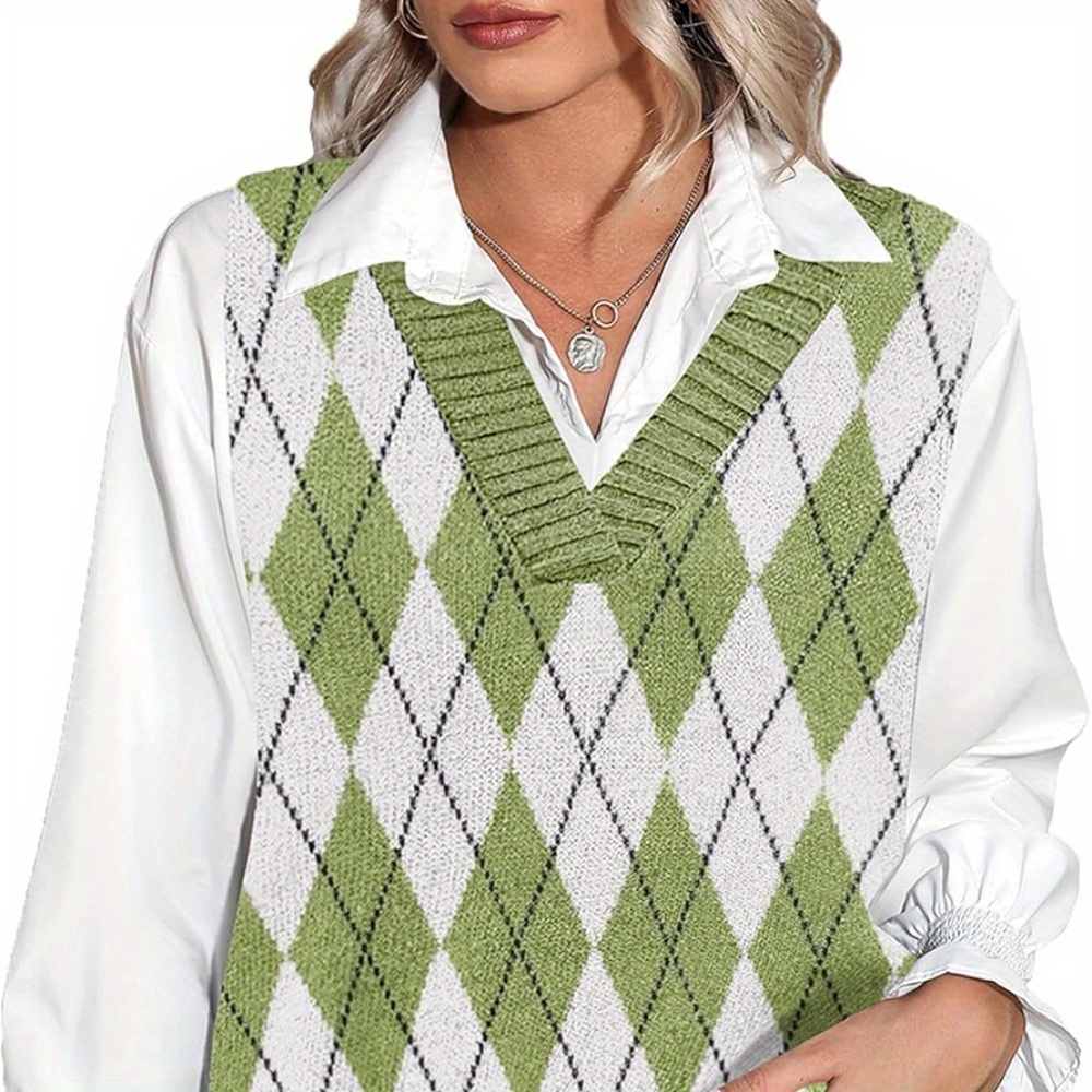 

Womens Sleeveless Oversized V Sweaters Knitted Tank Top