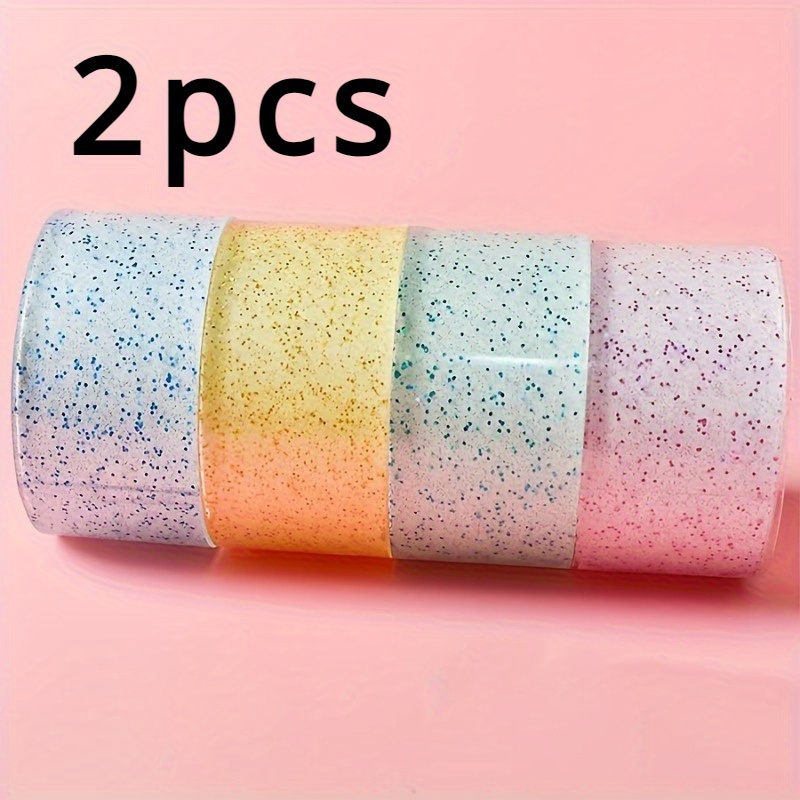 Random Color 1pc 2pcs 4pcs Vibrant Nano Double-sided Tape - Reusable, Strong Adhesive For Home, Office & Classroom Transparent With Sequins