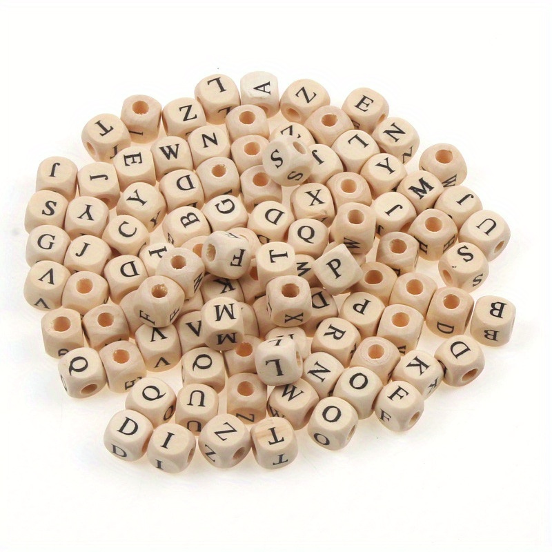 

100pcs Alphabet Wooden Beads, Letters Spacer Beads For Diy Bracelets, Necklaces, Jewelry Making, Craft Accessories, Party And Holiday Decorations, No Feathers, Universal Occasion, Non-electric