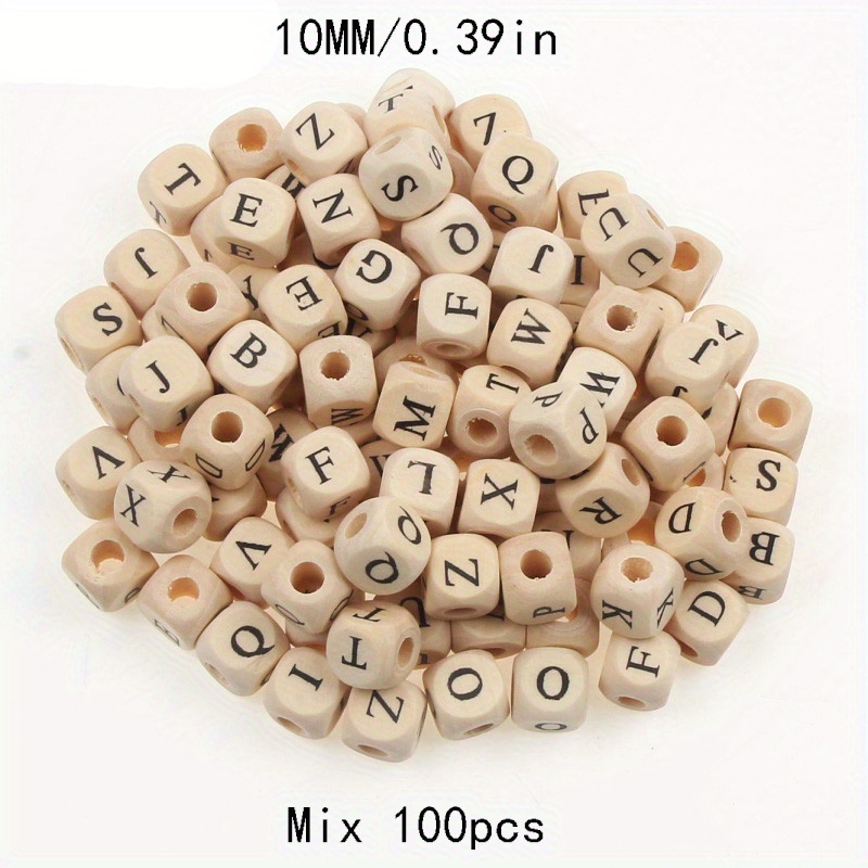 TEMU 100pcs Alphabet Wooden Beads, Letters Spacer Beads For Diy Bracelets, Necklaces, Jewelry Making, Craft Accessories, Party And Holiday Decorations, No Feathers, Universal Occasion, Non-electric