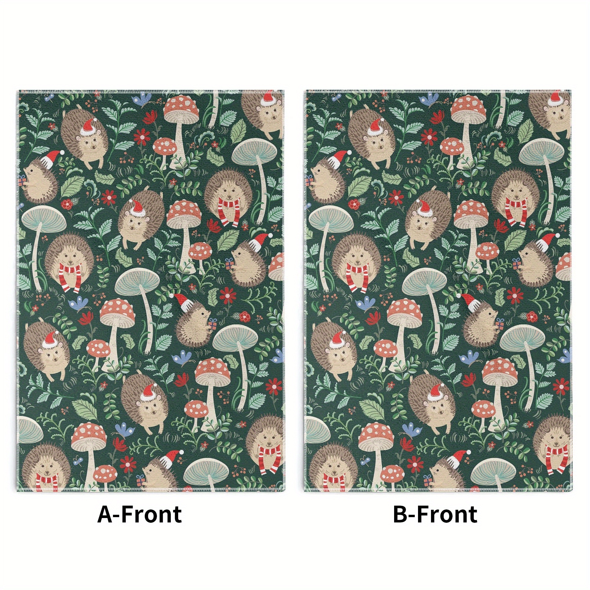 

2pcs Merry Christmas Kitchen Towels - Festive Mushroom & Santa Print, Ultra Absorbent Polyester Dish Cloths For Holiday Decor, Perfect For Home, Kitchen, And Restaurant Use, 18x26 Inches