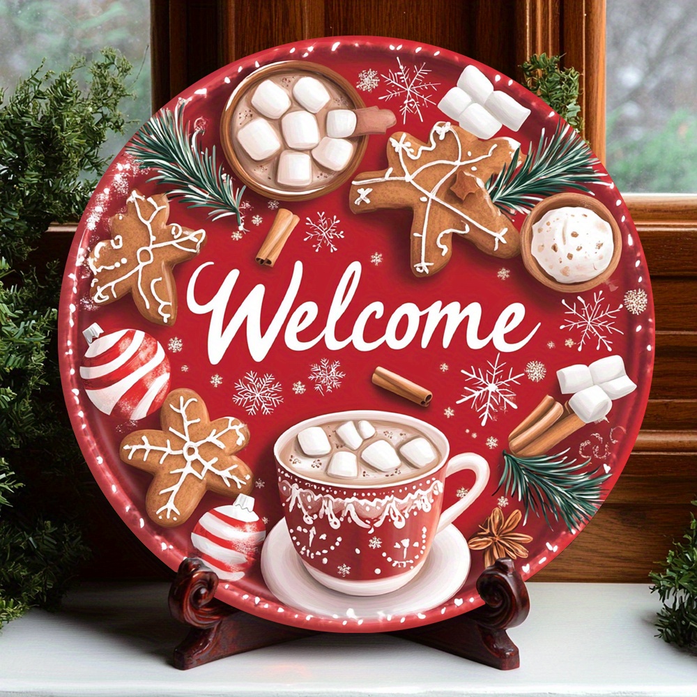 

1pc Acrylic Welcome Sign With And Gingerbread Decor - Wall Art For Home, Office, - Ideal Christmas And Holiday Gift