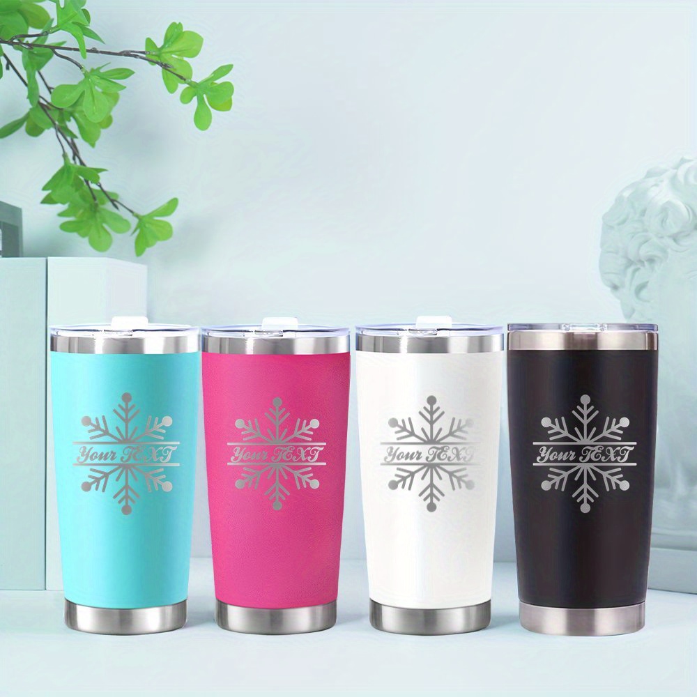 

Customizable 20oz Stainless Steel Insulated Tumbler With Bpa-free Lid - Personalized Christmas Snowflake Design, Reusable, Multipurpose, No Electricity Needed, Ideal Gift For Friends And Family