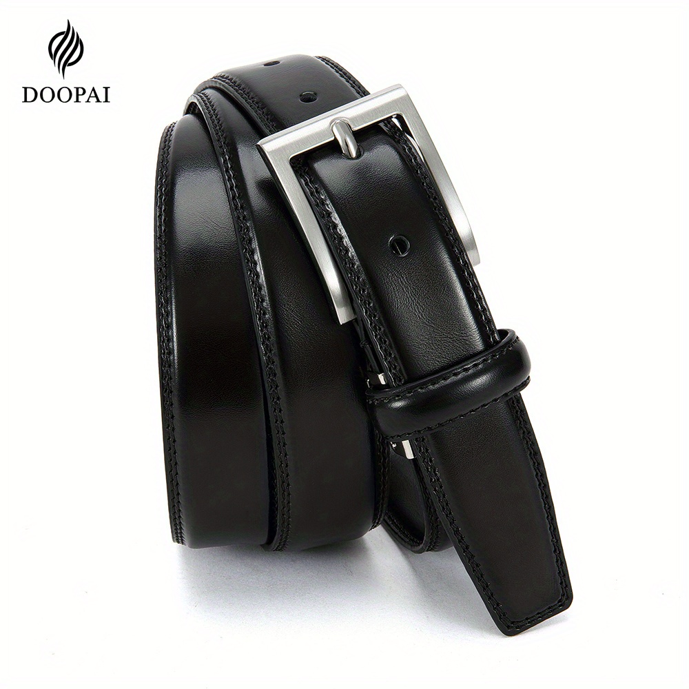 Marino's Men Genuine Leather Dress Belt - Single Prong Buckle Classic  Design Mens Belts Leather