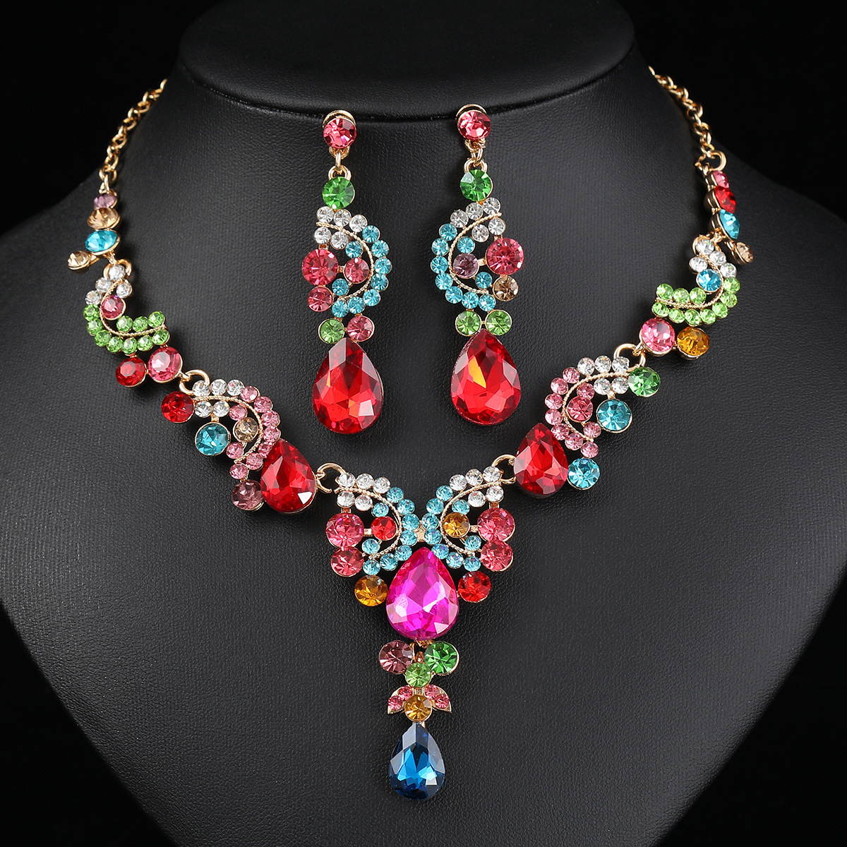 

3pcs Necklace Earring Set Superior Sense Of Three-piece Wedding Dress Accessories