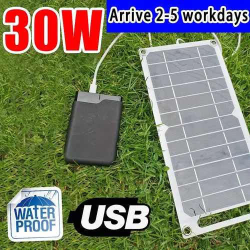 1pc durable 30w portable solar panel charger with usb solar photovoltaic plate for outdoor activities universal lightweight design safe stabilize charging for toys fans small battery