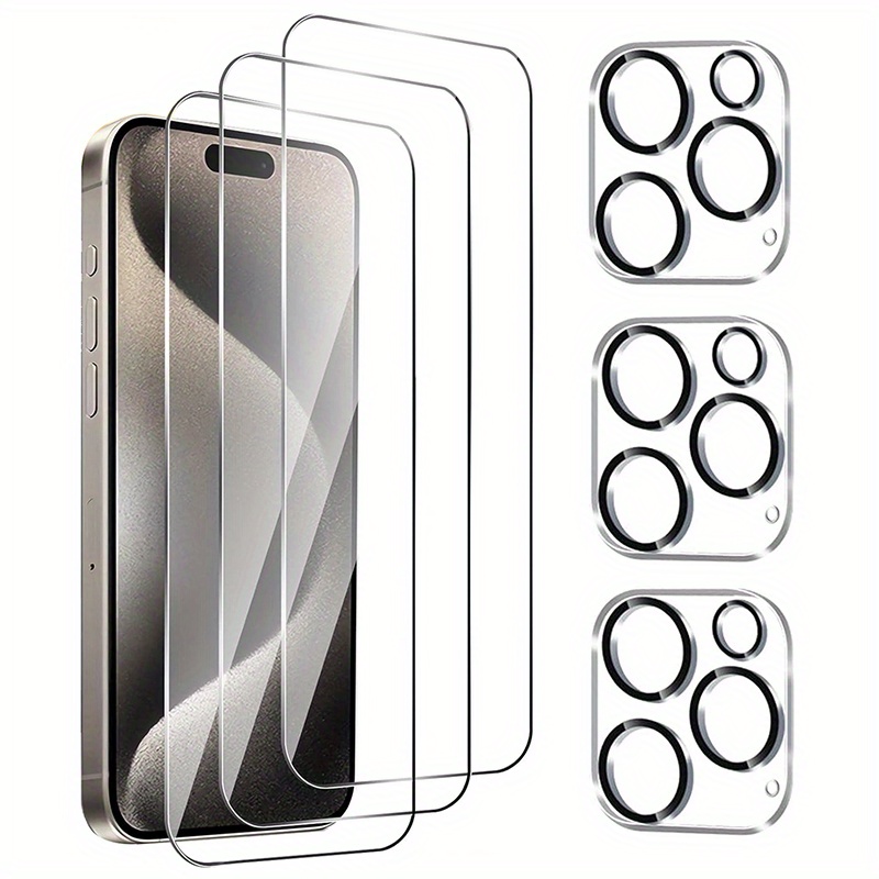 TEMU 3- Tempered Protectors And Covers For Iphone 11/12/13/14/15/16 Pro Max - , Coverage, Oil- Glossy