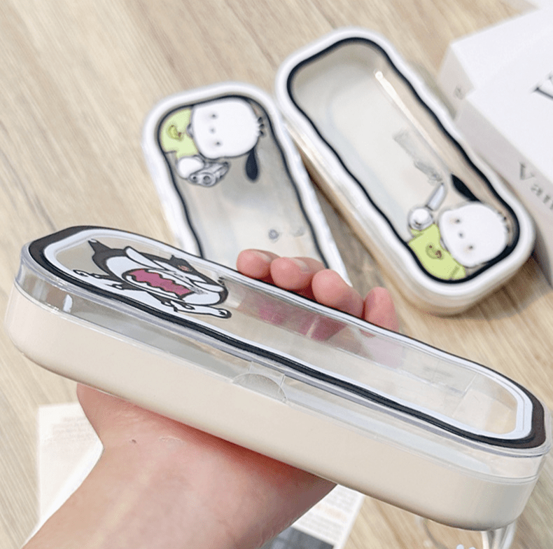   semi hard portable eyeglass case   cartoon clear glasses storage box cute versatile sunglass holder details 0