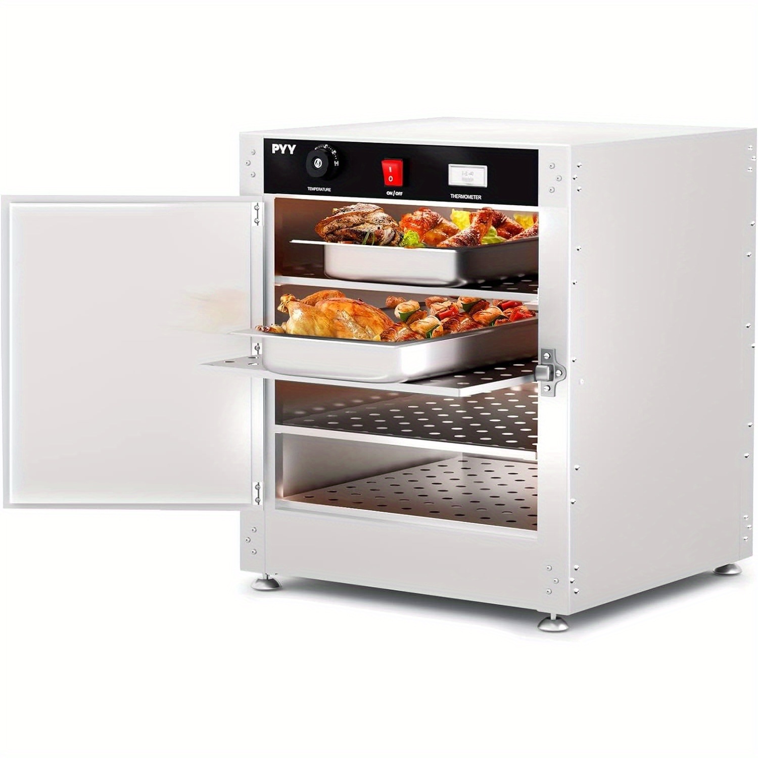 

Pyy Commercial Hot Box Food Warmer Cabinet - Portable 4-tier Insulated Warming Cabinets Food Pan Carrier With Water Tray, Food Pans, Ideal For Storing Pizza, Chicken, Restaurant